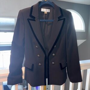 Tahari Black Velvet-Trimmed Blazer